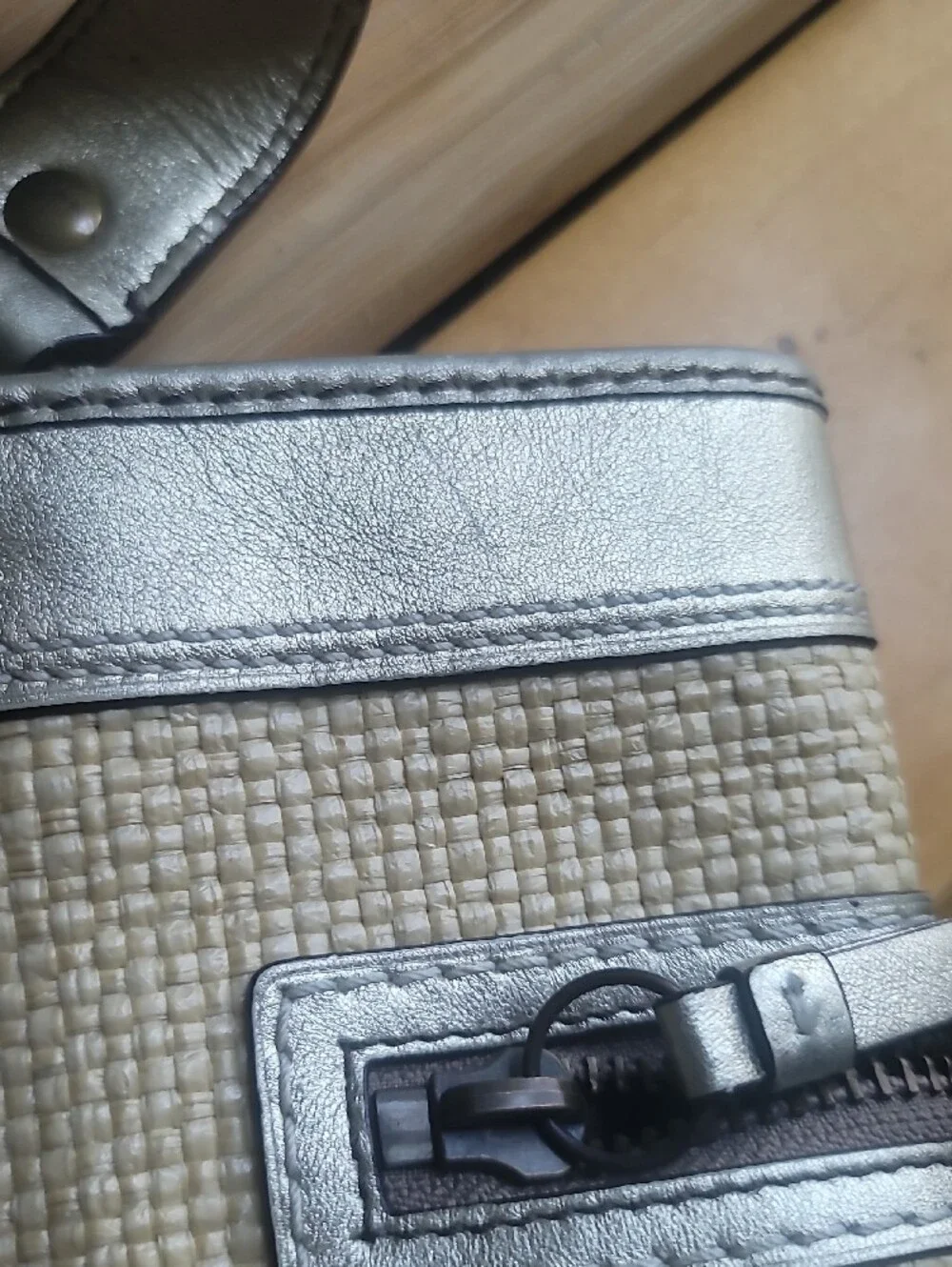 Coach Straw Tote with Metallic Gold Trim Y2K Vintage